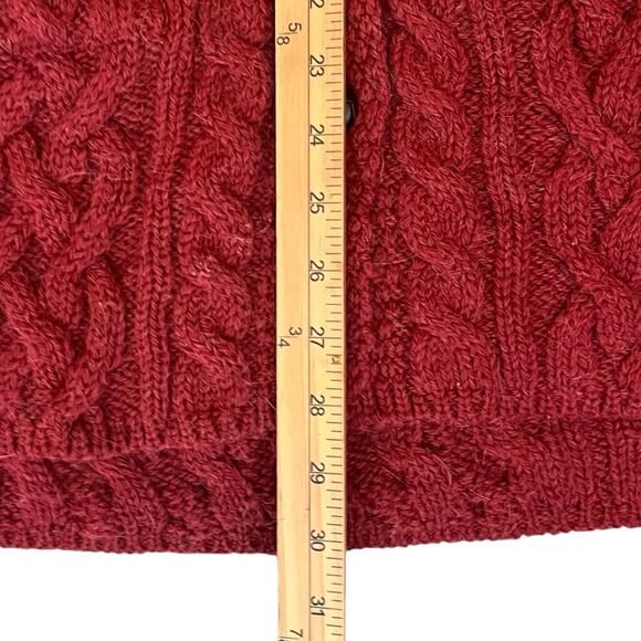 Aran Crafts Merino Wool & Alpaca Cableknit Cardigan Sweater Womens Small Rust - Picture 10 of 14